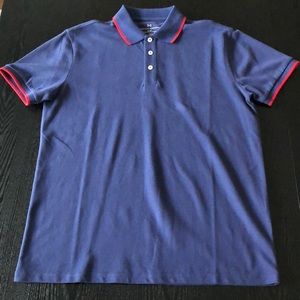 Men’s blue and red polo shirt